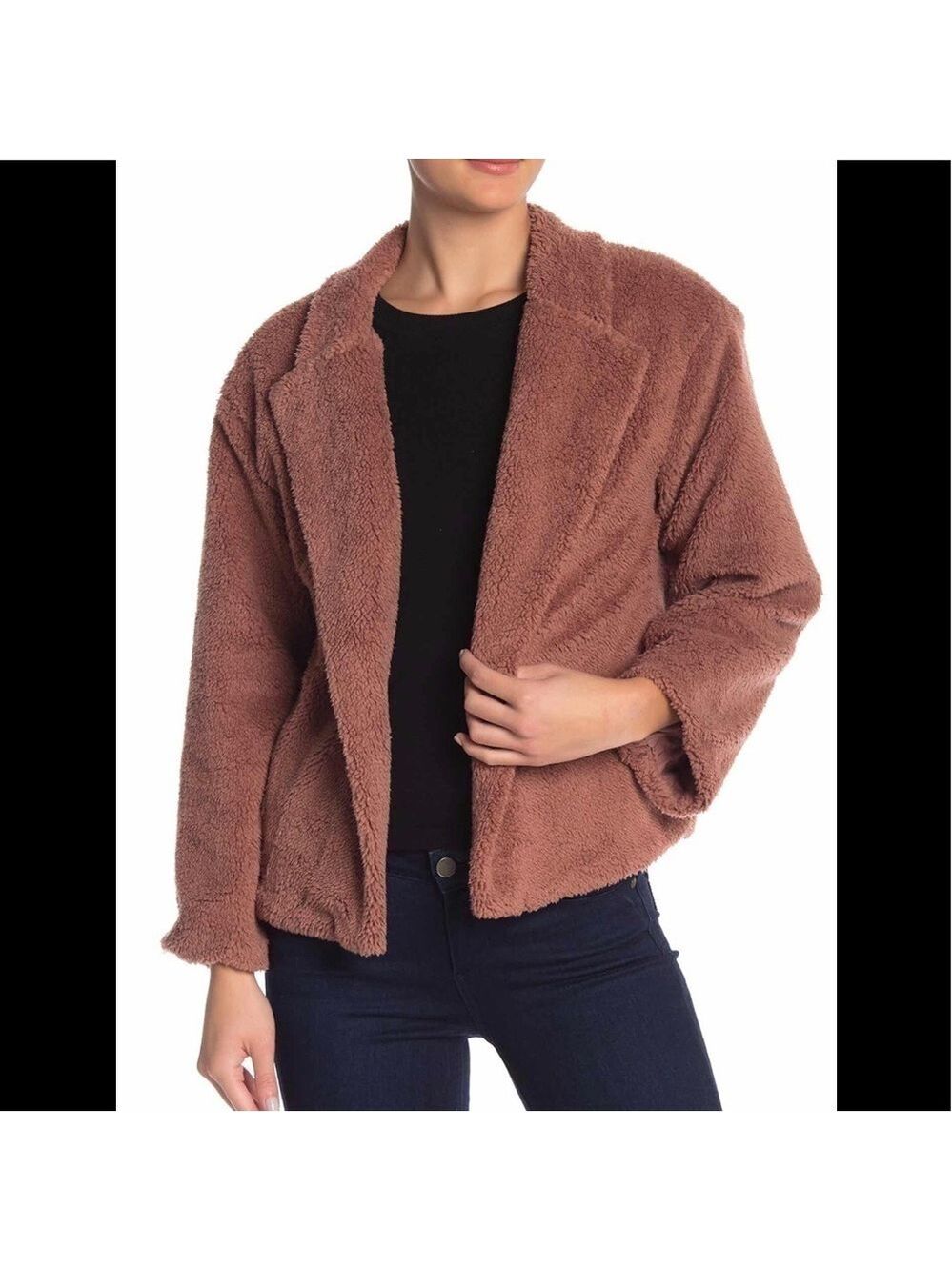 NWT 14th & Union faux shearling open front jacket SZ S